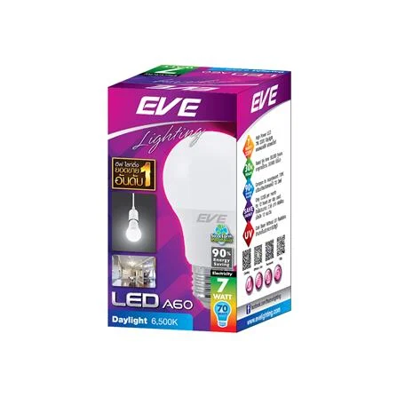 หลอดไฟ LED EVE A60 7 วัตด์ DAYLIGHT E27
